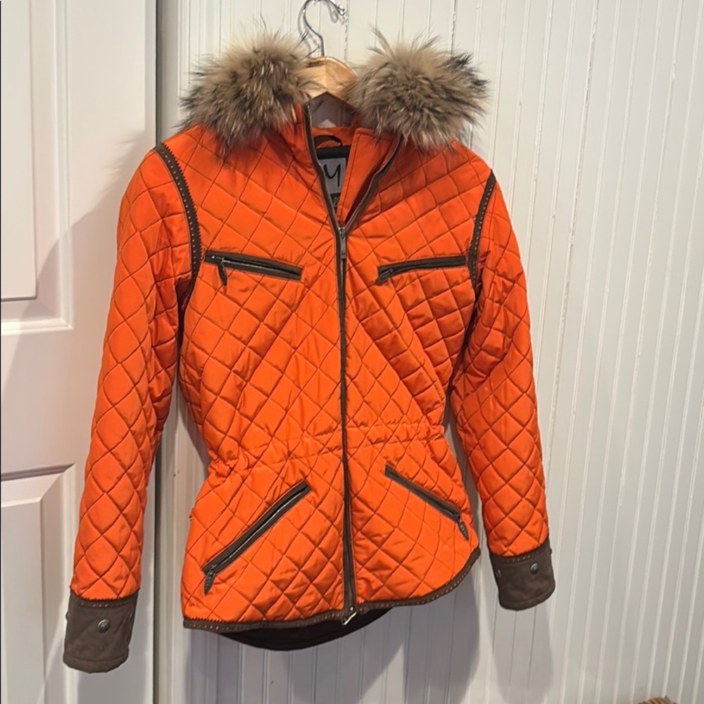 M. Miller ski Jacket with Raccoon Fur Trim. Size S